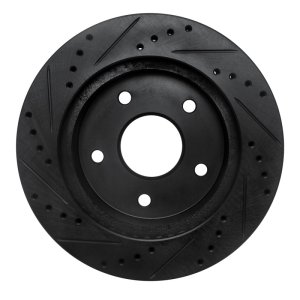 Dodge Ram 1500 Pickup Brake Rotor (1) - Front Right - R1 Concepts - Drilled & Slotted - Black - `00-`01